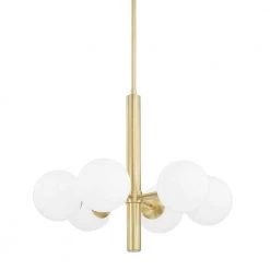 Stella 6-Light Aged Brass Chandelier with Opal Shiny Glass Shade by Mitzi by Hudson Valley Lighting