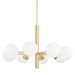 Stella 8-Light Aged Brass Chandelier with Opal Shiny Glass Shade by Mitzi by Hudson Valley Lighting