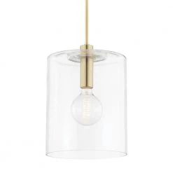 Neko 1-light Aged Brass Large Pendant with Clear Glass Shade by Mitzi by Hudson Valley Lighting