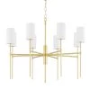 Olivia 8-Light Aged Brass Chandelier with White Belgian Linen Shade by Mitzi by Hudson Valley Lighting