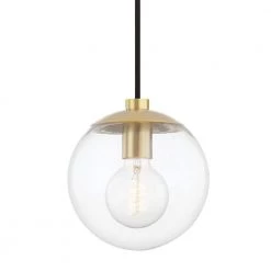 Meadow 1-light Aged Brass Pendant with Clear Glass Shade by Mitzi by Hudson Valley Lighting