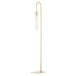 Nettie 1-Light Aged Brass Floor Lamp with Clear Glass Shade by Mitzi by Hudson Valley Lighting