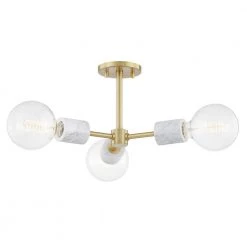 Asime 10.25 in. 3-Light Aged Brass Semi Flush by Mitzi by Hudson Valley Lighting