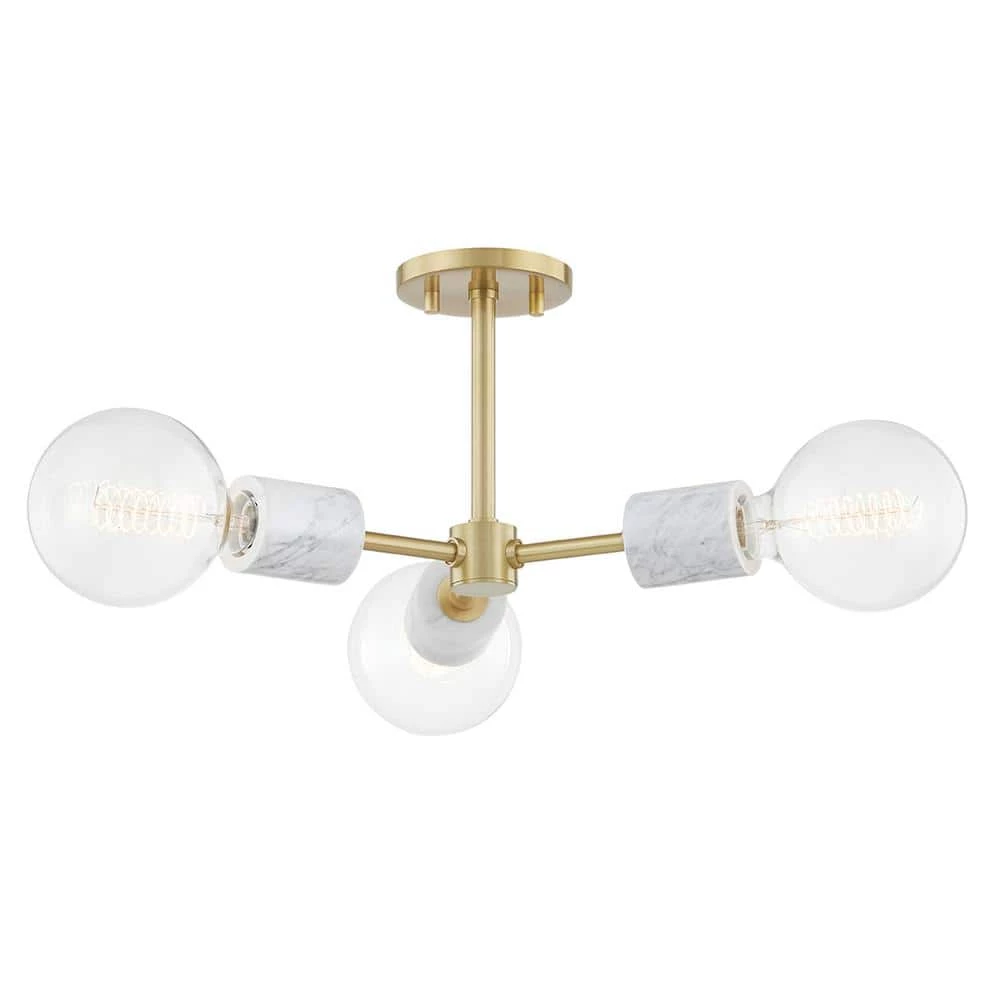 Asime 10.25 in. 3-Light Aged Brass Semi Flush by Mitzi by Hudson Valley Lighting 1 Asime 10.25 in. 3-Light Aged Brass Semi Flush by Mitzi by Hudson Valley Lighting