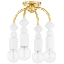 Flora 12 in. Aged Brass Semi-Flush Mount by Mitzi by Hudson Valley Lighting 7 Flora 12 in. Aged Brass Semi-Flush Mount by Mitzi by Hudson Valley Lighting -Maxax Elegant store aged brass mitzi by hudson valley lighting flush mount lights h471604 agb 1f 1000