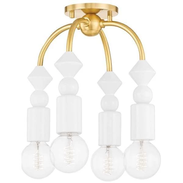 Flora 12 in. Aged Brass Semi-Flush Mount by Mitzi by Hudson Valley Lighting 4 Flora 12 in. Aged Brass Semi-Flush Mount by Mitzi by Hudson Valley Lighting - Image 4