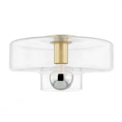 Iona 7 in. 1-Light Aged Brass Flush Mount with Clear Glass Shade by Mitzi by Hudson Valley Lighting