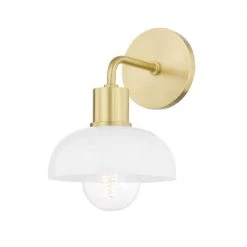 Kyla 7 in. 1-Light Aged Brass Vanity Lighting with Opal Glossy Glass Shade by Mitzi by Hudson Valley Lighting