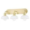 Kyla 23 in. 3-Light Aged Brass Vanity Light with Opal Glossy Glass Shade by Mitzi by Hudson Valley Lighting