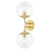 Meadow 2-Light Aged Brass Wall Sconce with Clear Glass Shade by Mitzi by Hudson Valley Lighting