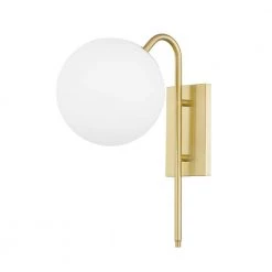 Ingrid 1-Light Aged Brass Wall Sconce with Opal Matte Glass Shade by Mitzi by Hudson Valley Lighting