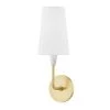 Janice 1-Light Aged Brass Wall Sconce with White Belgian Linen Shade by Mitzi by Hudson Valley Lighting