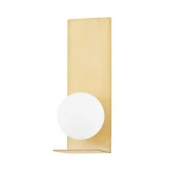 Lani 1-Light Aged Brass Wall Sconce with Opal Matte Glass Shade by Mitzi by Hudson Valley Lighting