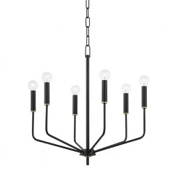 Bailey 6-Light Aged Brass/Soft Black Chandelier by Mitzi by Hudson Valley Lighting