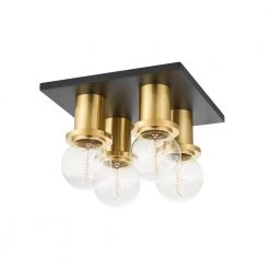 Brandi 9.25 in. Aged Brass/Soft Black Semi- Flush Mount by Mitzi by Hudson Valley Lighting