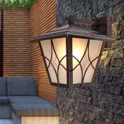 Topeka 11.8 in. H Ancient Red Hardwired Outdoor Wall Lantern Sconce by Maxax -Maxax Elegant store ancient red maxax outdoor sconces o2002 w fa 1000