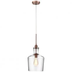 Lincoln 1 - Light Antique brown/Clear Pendant With Glass Shade by Maxax