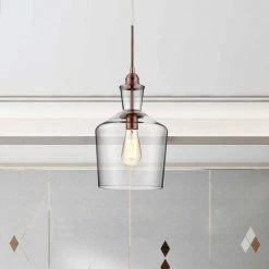 Lincoln 1 - Light Antique brown/Clear Pendant With Glass Shade by Maxax -Maxax Elegant store antique brown clear maxax chandeliers mx19038 1 p 76 1000