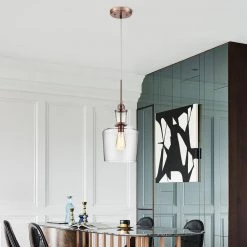 Lincoln 1 - Light Antique brown/Clear Pendant With Glass Shade by Maxax -Maxax Elegant store antique brown clear maxax chandeliers mx19038 1 p c3 1000