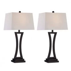 Cincinati 24 '' Black Table Lamp Set With White Shade (2-Pack） by Maxax