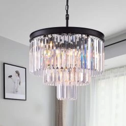 Annapolis 7 -Light Black Unique Tiered Chandelier with Crystal Accents by Maxax