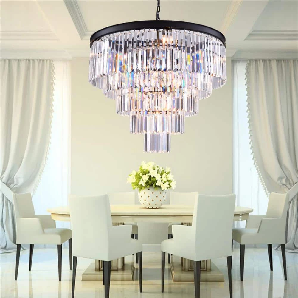 Annapolis 12-Light Black/Clear Unique Tiered Chandelier with Crystal Accents by Maxax 5 Annapolis 12-Light Black/Clear Unique Tiered Chandelier with Crystal Accents by Maxax - Image 5