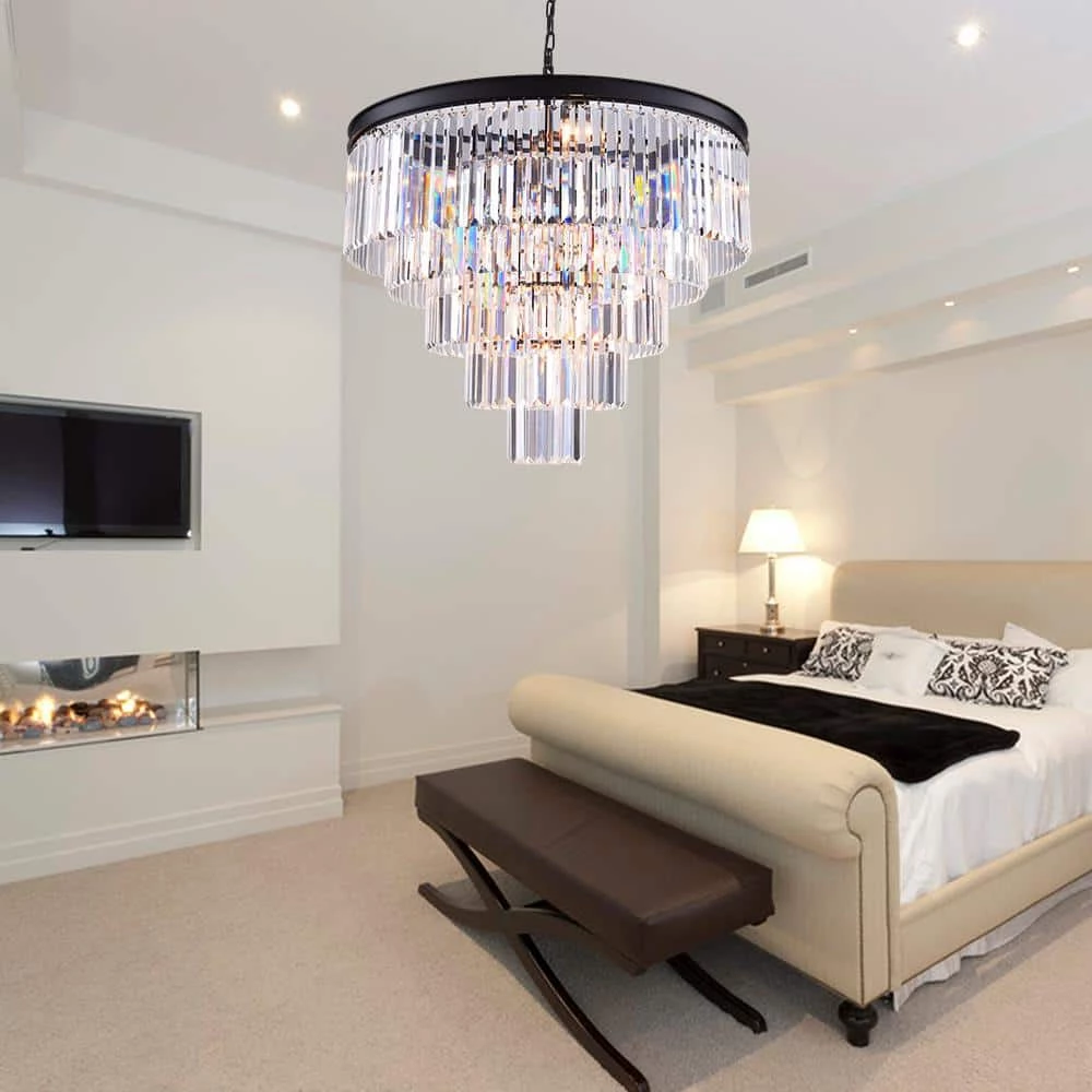 Annapolis 12-Light Black/Clear Unique Tiered Chandelier with Crystal Accents by Maxax 6 Annapolis 12-Light Black/Clear Unique Tiered Chandelier with Crystal Accents by Maxax - Image 6