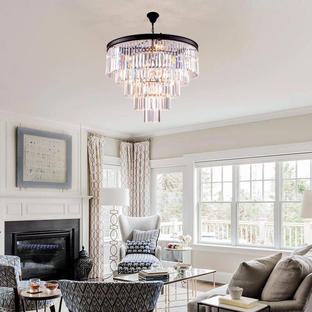 Annapolis 12-Light Black/Clear Unique Tiered Chandelier with Crystal Accents by Maxax 10 Annapolis 12-Light Black/Clear Unique Tiered Chandelier with Crystal Accents by Maxax - Image 10