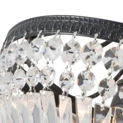 Portland 11.8 in. 3-Light Black Simple Bowl Semi-Flush Mount With Crystal Shade by Maxax -Maxax Elegant store black clear maxax flush mount lights 19179 3br 1f 1000