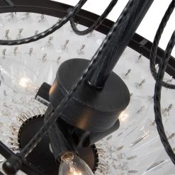 Portland 11.8 in. 3-Light Black Simple Bowl Semi-Flush Mount With Crystal Shade by Maxax -Maxax Elegant store black clear maxax flush mount lights 19179 3br 44 1000