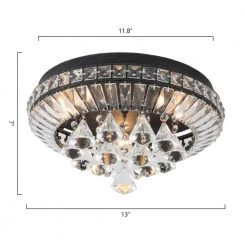 Jackson 15 in. 3-Light Black Flush Mount With Crystal by Maxax 13 Jackson 15 in. 3-Light Black Flush Mount With Crystal by Maxax -Maxax Elegant store black clear maxax flush mount lights 19180 3br 4f 1000