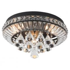 Jackson 15 in. 3-Light Black Flush Mount With Crystal by Maxax