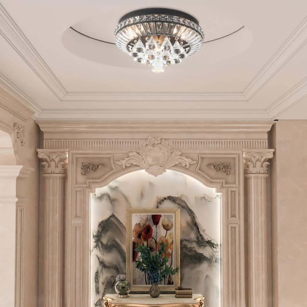 Jackson 15 in. 3-Light Black Flush Mount With Crystal by Maxax 9 Jackson 15 in. 3-Light Black Flush Mount With Crystal by Maxax - Image 9