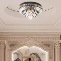 Jackson 15 in. 3-Light Black Flush Mount With Crystal by Maxax 12 Jackson 15 in. 3-Light Black Flush Mount With Crystal by Maxax -Maxax Elegant store black clear maxax flush mount lights 19180 3br c3 1000