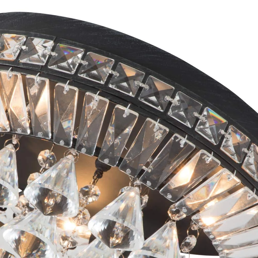 Jackson 15 in. 3-Light Black Flush Mount With Crystal by Maxax 8 Jackson 15 in. 3-Light Black Flush Mount With Crystal by Maxax - Image 8