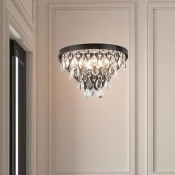 Indianapolis 2-Light Black Flush Mounted Sconce Dimmable (Set of 2) by Maxax -Maxax Elegant store black clear maxax vanity lighting mx19125 2br w 76 1000