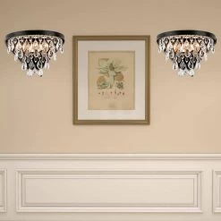 Indianapolis 2-Light Black Flush Mounted Sconce Dimmable (Set of 2) by Maxax -Maxax Elegant store black clear maxax vanity lighting mx19125 2br w fa 1000