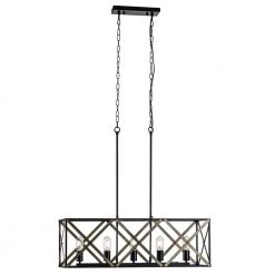 Madison 5-Light Black/Copper Kitchen Island Rectangle Pendant by Maxax