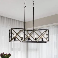 Madison 5-Light Black/Copper Kitchen Island Rectangle Pendant by Maxax -Maxax Elegant store black copper maxax chandeliers mx19092 5bg p 66 1000