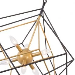 Augusta 6 -Light Gold/Black Sputnik Sphere Chandelier with Wrought Iron Accents by Maxax -Maxax Elegant store black gold maxax chandeliers 19163 6anb 1f 1000