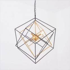 Augusta 6 -Light Gold/Black Sputnik Sphere Chandelier with Wrought Iron Accents by Maxax