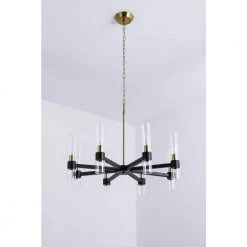 Bismarck 8-Light Black / Gold Candle Style and Shaded Classic/Traditional Chandelier With Wrought Iron Accents by Maxax