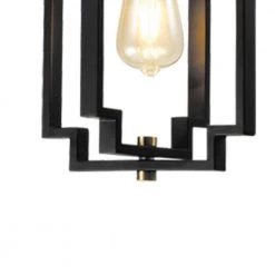 Hartford 1-Light Lantern Black/Gold Square/Rectangle Pendant with Wrought Iron Accents by Maxax -Maxax Elegant store black gold maxax chandeliers mx1920 p1bg 1f 1000