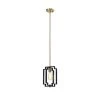 Hartford 1-Light Lantern Black/Gold Square/Rectangle Pendant with Wrought Iron Accents by Maxax