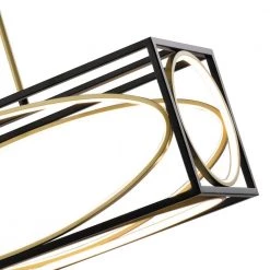 Boston 5 - Light Kitchen Black/Gold Island Square/Rectangle Integrated LED Chandelier by Maxax -Maxax Elegant store black gold maxax chandeliers mx2033 p30 1d 1000