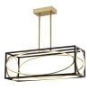 Boston 5 - Light Kitchen Black/Gold Island Square/Rectangle Integrated LED Chandelier by Maxax
