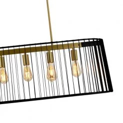 Madison 5-Light Black/Gold Kitchen Island Rectangle Chandelier with Wrought Iron Accents by Maxax -Maxax Elegant store black gold maxax chandeliers mx2034 p5 4f 1000