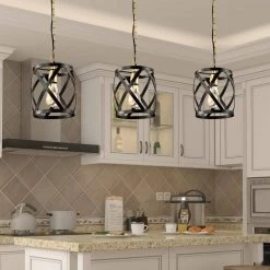 Frankfort 1-Light Black/Gold Single Cylinder Pendant With Wrought Iron by Maxax -Maxax Elegant store black gold maxax chandeliers mx21021 1bg 4f 1000