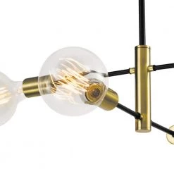 Augusta 4 -Light Modern Gold/Black Linear Chandelier with Wrought Iron Accents by Maxax -Maxax Elegant store black gold maxax chandeliers mx21037 p4bg 4f 1000