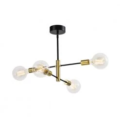 Augusta 4 -Light Modern Gold/Black Linear Chandelier with Wrought Iron Accents by Maxax